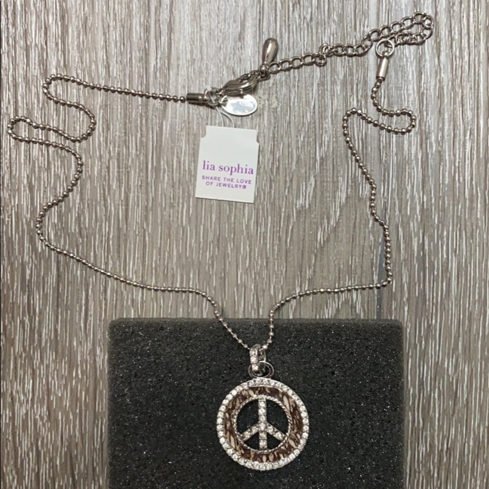 Lia Sophia peace sign necklace